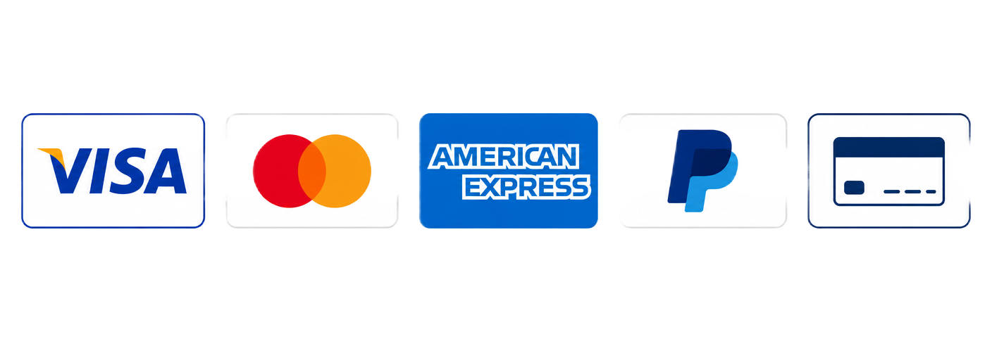 Métodos de pago disponibles: Visa, Mastercard, American Express, PayPal y tarjetas de débito